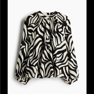 Black & White Zebra Print Long Sleeve Blouse